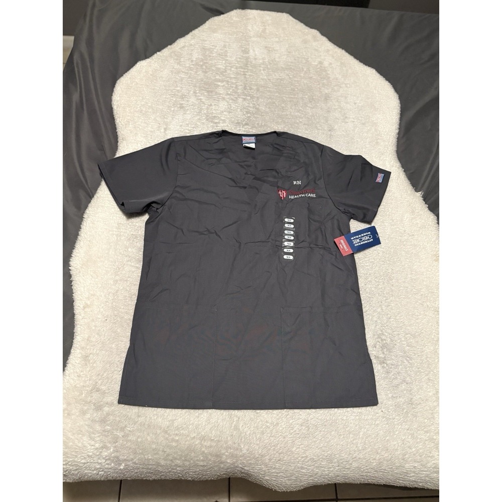 New Cherokee Stanford Health Care Gray Short Sleeve Scrub Shirt Nurse XS Unisex